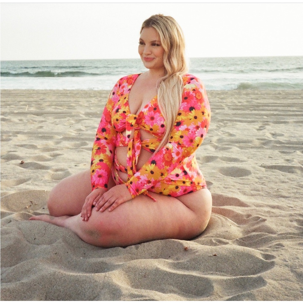 Alpine butterfly long sleeve goddess pink daisy swimsuit